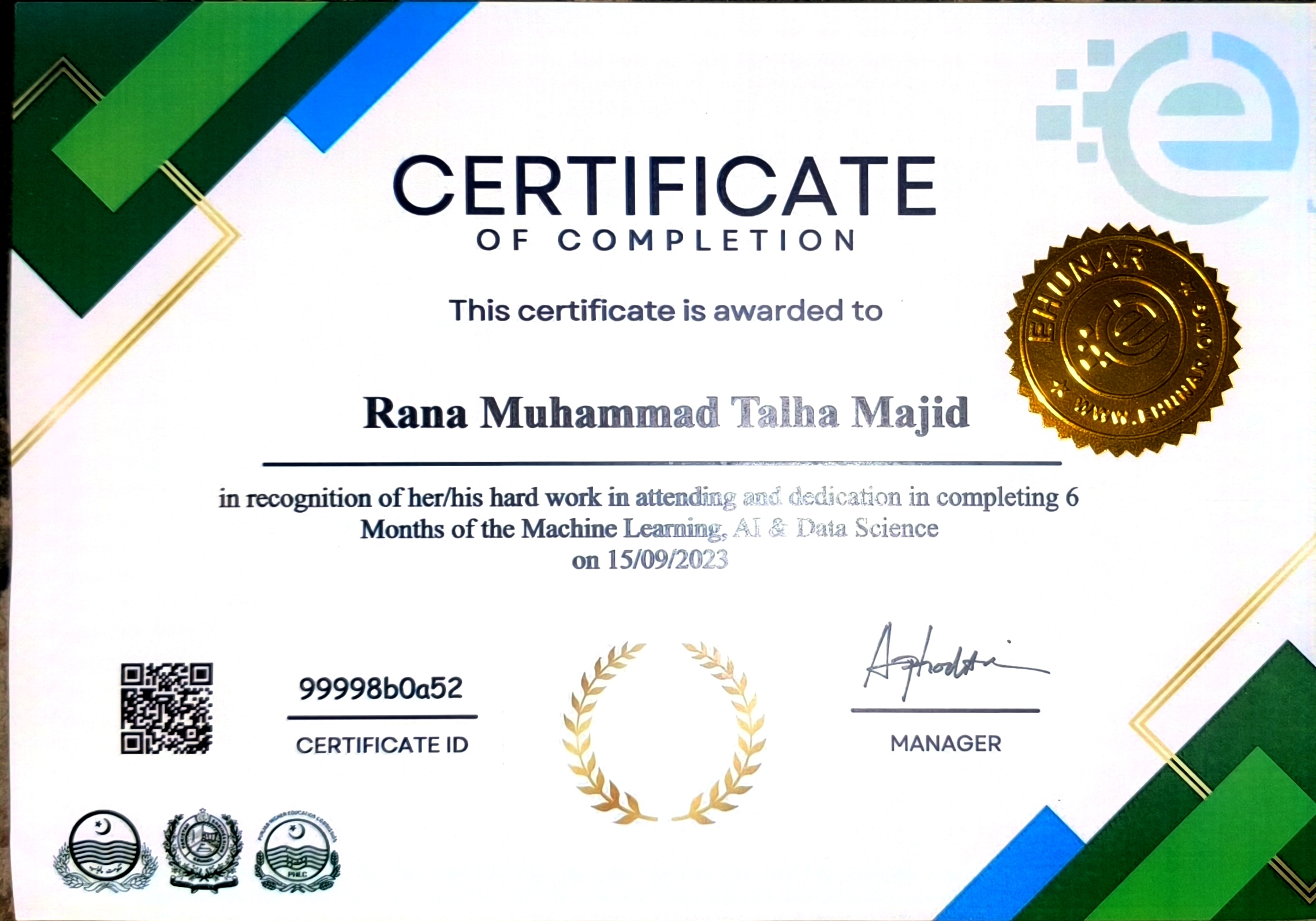 eHunar AI/ML Certificate